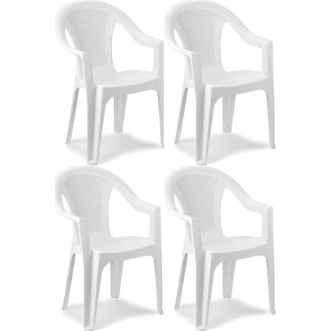 SET 4 SEDIE DA GIARDINO KORA IN POLIPROPILENE COLORE BIANCO 55 X 54 X 82 CM (1/5)