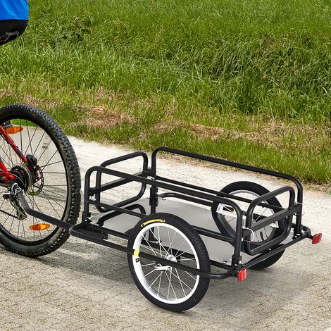 Noirs 139x71,5x49 cm - Remorque à vélo pliante pour bagages de 40 kg doté de cadre en acier léger et réflecteurs