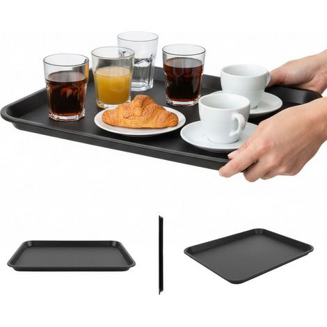 BANDEJA DE CAMARERO CARNAVAL NEGRA ANTIDESLIZANTE 45,5脳35,5脳2 CM RECTANGULAR (1/5)