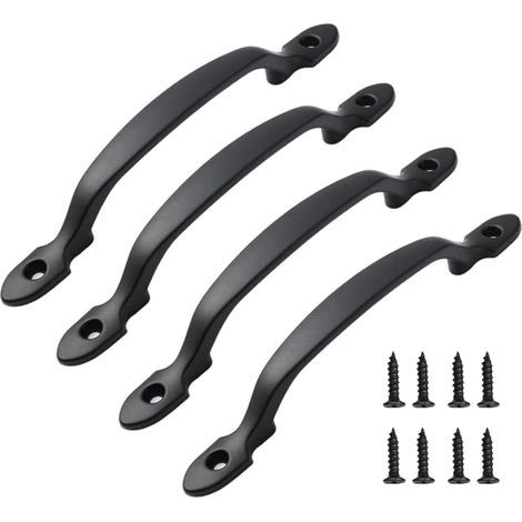 Ensemble de 4 poignées pour meubles (armoires, cuisines, portes, tiroirs), avec vis, longueur 158 mm.