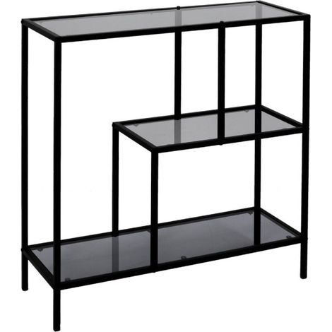 Étagère en Verre Fumé "Edison" 80cm Noir (1/5)