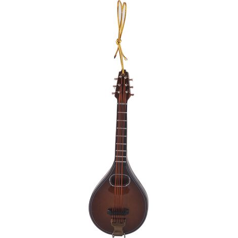 Miniature Mandolin Model Wooden Musical Instrument Collectible Gift Decoration 12cm (1/5)