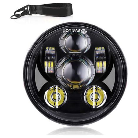 Phare de moto 12V rond LED 70W – 2 modes d'éclairage – IP67 étanche – Installation facile pour motos 5,75 pouces