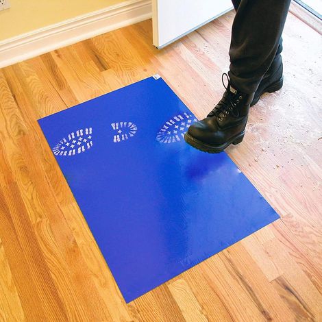 Tapis de sol adhésifs à 120 couches, tapis anti-poussière collant 45 cm x 90 cm (pour usage domestique/salle blanche/laboratoire/hôpital/construction) (1/4)