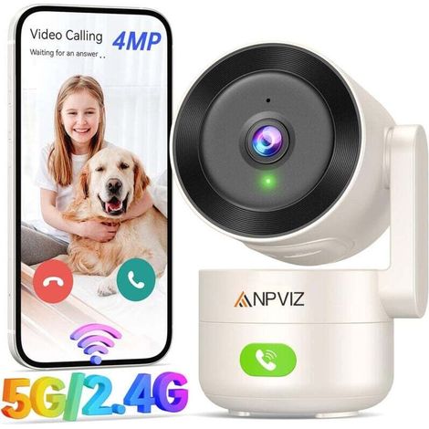Telecamera di sorveglianza interna Crezuo 2K 4MP 5GHz/2.4GHz WiFi, telecamera di sicurezza a 360° con rilevamento del movimento e visione notturna