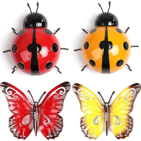 Papillon en métal pour jardin, art mural extérieur, décoration murale en fleurs pour terrasse ou jardin (1/5)