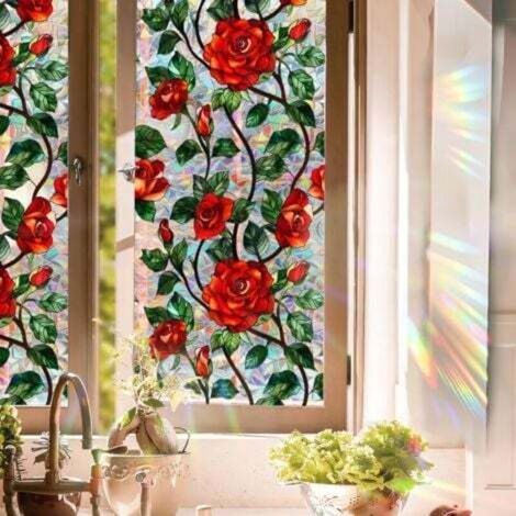 Decalcomanie decorative 3D in vinile per vetrate artistiche - Non adesive - Adesione statica - 43 x 100 cm (1/4)