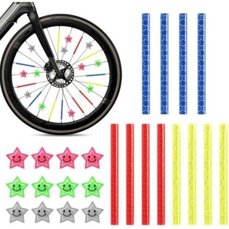 Lot de 24 réflecteurs de rayons de vélo Étoiles multicolores Clicker Étoiles réfléchissantes Décoration de vélo (1/5)
