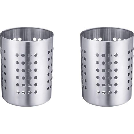 Lot de 2 Porte-couverts, Acier inoxydable, Diamètre 10 cm, Hauteur 13 cm, Égouttoir, Cuisine professionnelle (1/5)