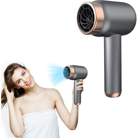 Kabelloser Haartrockner, Haartrockner mit 3 Geschwindigkeitsstufen, 1000-Watt-Akku-Haartrockner, wiederaufladbarer USB-Haartrockner, kabelloser Reisehaartrockner für Damen (1/5)