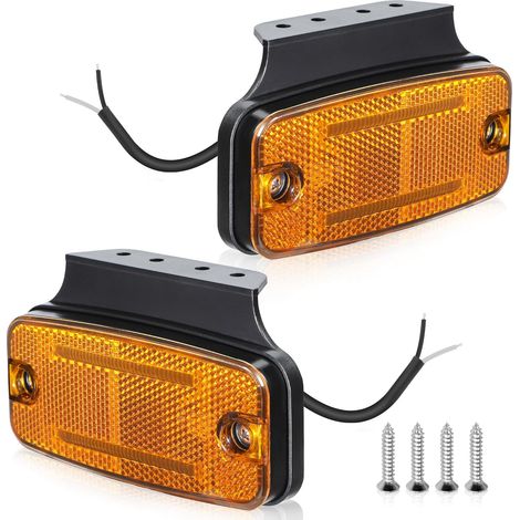 2 x Feux de Position Latéraux à LED 12V/24V IP67 Étanche Feu de Position Signalisation Ambre Feux de Marquage Latéral avec Support à Vis pour Remorque Camion Caravan (1/5)