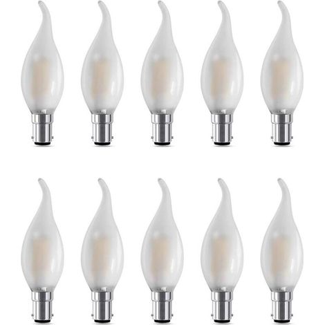 B15 LED Bayonet Bulb Dimmable C35 4W Bayonet Bulbs Small Flame Filament Bulbs 4W Equivalent to 40W B15d Bayonet Bulb Warm White Light 2700K, Pack of 10 [Energy Class F] (1/5)