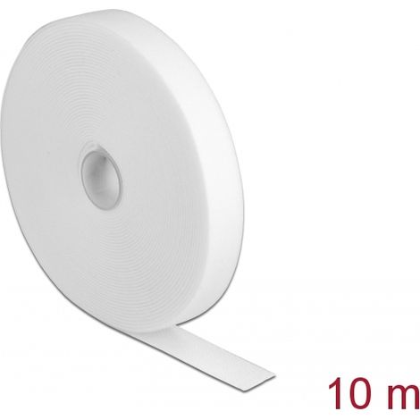 Delock Cinta de gancho y bucle en rollo LA 10 m x AN 20 mm blanco