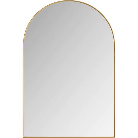 Miroir mural arche élégant avec armoire encastrée en métal pour salle de bains, or (1/5)
