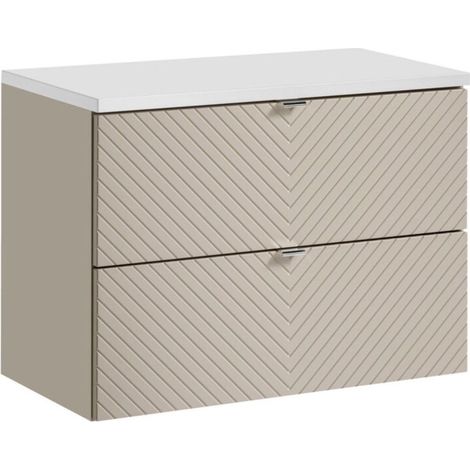 Set da bagno AOKI: mobile sottolavabo con cassetti 80cm + piano lavabo bianco