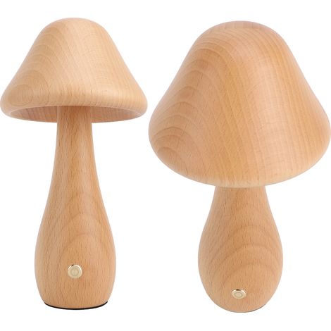 Lampe Champignon Bois 3000K 4000K 6000K Gradation Tactile – Contrôle 150 Degrés Rotative Rechargeable Table (1/5)