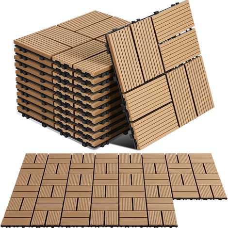 Wolketon WPC Terrassenfliesen 30x30 cm Teakfarben 33 Stück 3 m² Klickfliesen Garten Balkon (1/5)