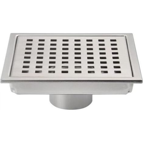 Siphon de sol carré de 6 pouces, grille avec couvercle amovible, acier inoxydable SUS304, nickel brossé (1/5)