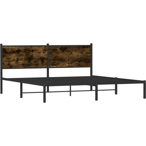 vidaXL Cadre de lit en métal sans matelas chêne fumé 160x200 cm (1/5)