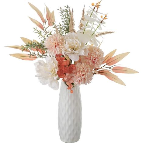 Fleurs artificielles en vase, fleurs artificielles en soie, décoration de table de mariage, décoration intérieure (pivoine pissenlit)-AquaForge (1/5)