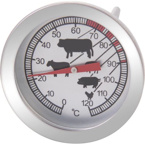Thermomètre analogique - 11 cm - Idéal pour contrôler la viande lors de la cuisson au four - Verre/acier inoxydable - Argent (1/5)