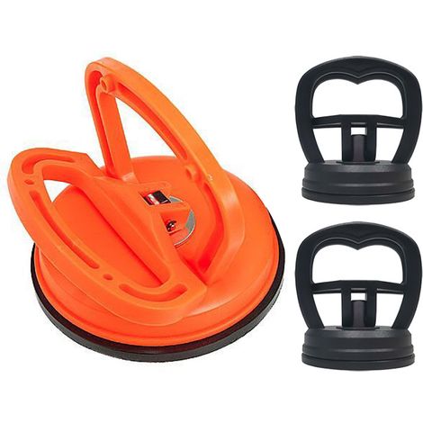 3-teiliges Set Saugnäpfe zur Dellenentfernung für Autoglas- und Fliesenreparaturen (1 orangefarbener, großer und 2 schwarze, kleine Saugnäpfe). (1/5)
