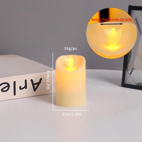 Bougie d'extérieur étanche avec lumière LED, sans fil et sûre, 5 x 7 cm, LED clignotante, fonctionne avec minuterie et piles, en plastique (1/4)