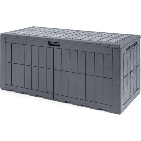 Rangement pratique au jardin, coffre extérieur 120 gal avec couvercle, poignées et fonction banc 3 places (1/2)