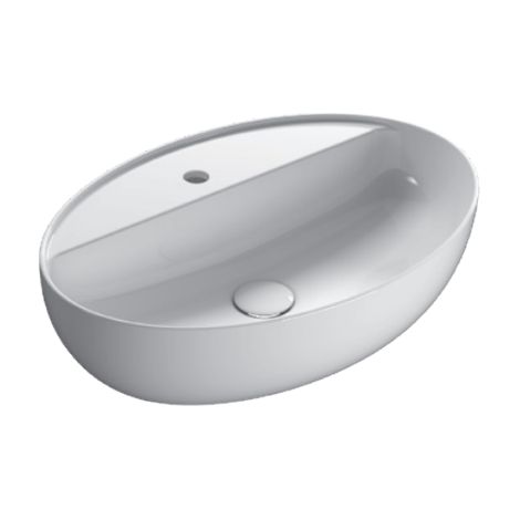 Lavabo in ceramica 60x42 cm con piano per rubinetteria Globo 4ALL TFO61BI  Bianco - Ceramica