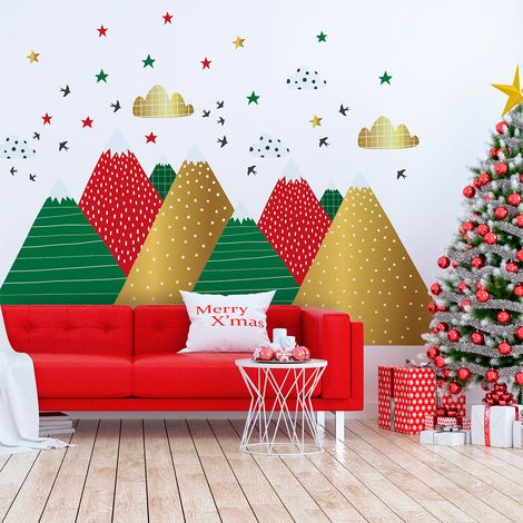 Stickers montagnes scandinaves de Noël 40 x 60 cm (1/5)