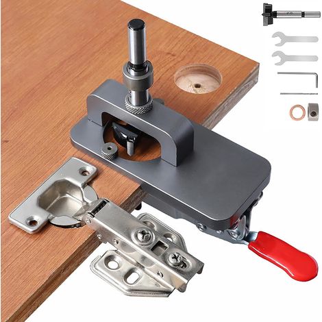 Gabarit de perçage métallique pour charnières invisibles,Guide de perçage pour charnières de placard de 35 mm (avec serrage rapide) outil de précision pour l'installation de charnières de portes de p