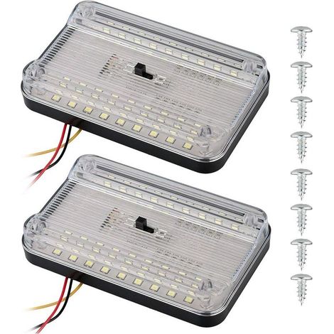 2er-Pack DC 12V 36 LED Auto-LKW-Fahrzeug-Dach-Innenleuchte Weiß mit Ein-/Ausschalter für Autos, Lieferwagen, Wohnmobile und Taxis (1/5)