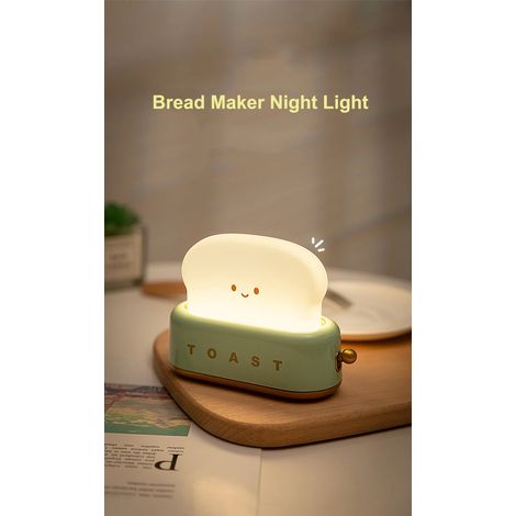 LED machine à pain veilleuse USB charge gradation toast lampe chambre enfants synchronisation lampes de couchage interrupteur amusant lumière d'ambiance vert