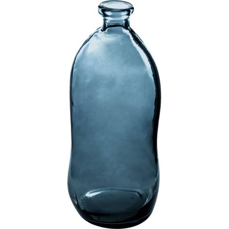 Vase Dame Jeanne - recyceltes Glas - sturmblau H 73 cm
