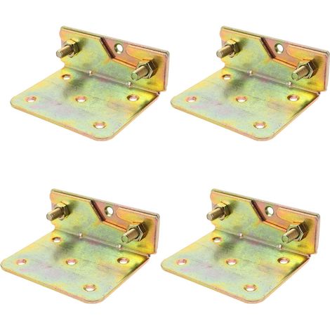 Charnières pour Lit en Acier au Carbone 3mm 4 Paires Lot Fixation Solide Installation Facile pour Cadres et Barrières de Lit en Bois pour Montage DIY (1/5)