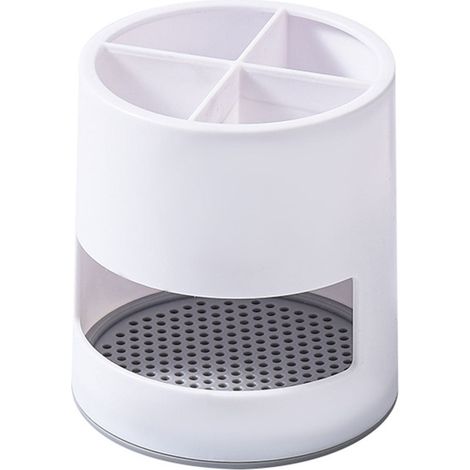Zahnbürstenhalter, Zahnbürstenhalter fürs Badezimmer, Zahnbürstenhalter mit Abflussfunktion, Organizer für Zahnbürste und Zahnpasta mit 4 Fächern (1/4)