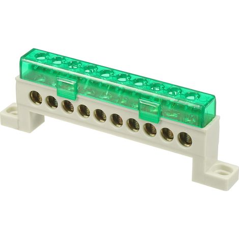 Barre De Terre À Bornes, 10 Positions Vis Barre De Borne En Laiton, 7x11mm Bloc De Terre Pour Équipement Électrique, Boîte De Distribution, Vert (1/5)