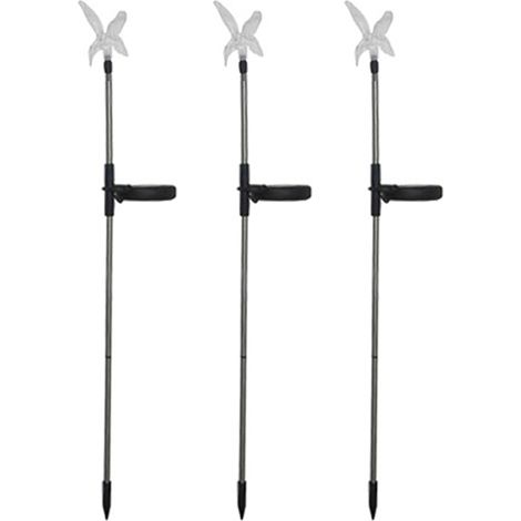 Lampe Solaire De Jardin - Changement De Couleur Led - Piquet En Acier Inoxydable - Étanche Pour Extérieur - Lot De 3 (1/5)