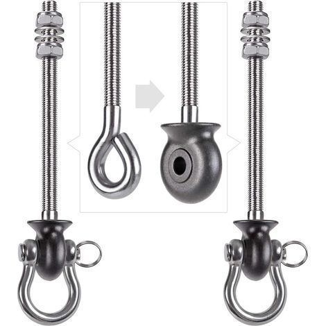 2pcs Boulons de Suspension 19.5cm Hamac Suspension pour Balançoire Kit de Montage Pivotant pour Chaise d'intérieur/d'extérieur, Corde de Yoga, Sac de Frappe, Sac de Sable, 1500lbs