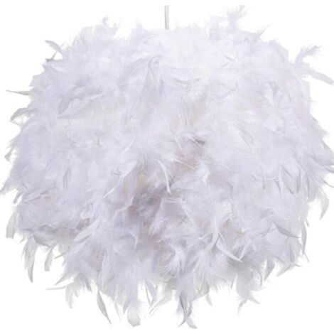 Abat-jour en plumes blanches de 30 cm, abat-jour pour plafonnier suspendu, lampe de table, lampadaire, abat-jour en plumes moelleuses pour salon