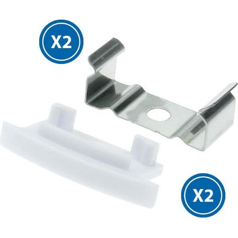 Pack 2 Tapones y 2 grapas para Perfil  Blanco   IluminaShop
