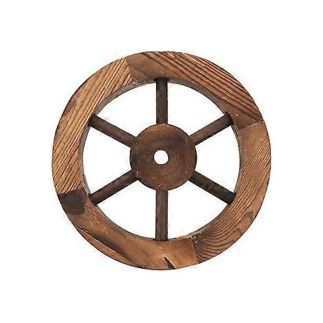 1 roue de chariot décorative en bois à suspendre au mur, pour la maison ou le jardin. (1/2)