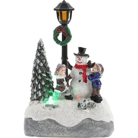 1 mini décoration de bureau LED en résine pour Noël, micro-paysage (sans pile)-13X8.5X5.5CM