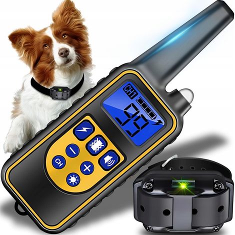 Collare elettrico per addestramento cani con telecomando da 800 m, impermeabile.