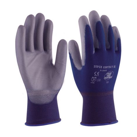 Guantes de poliuretano "Supercontact" color azul grandes (Talla 9) 3L