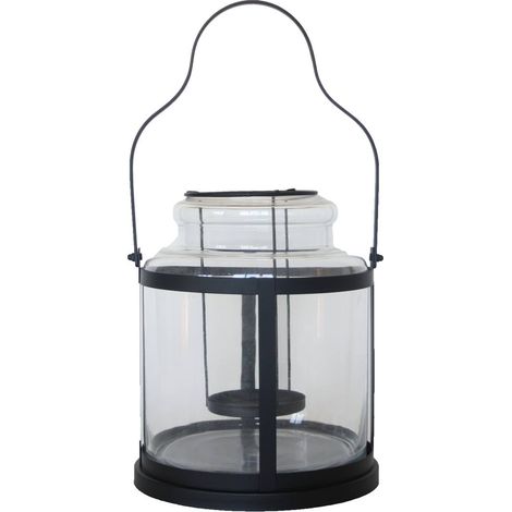 Esschert Design Windlicht Schwarz Größe L 28,7 cm - Metall & Glas