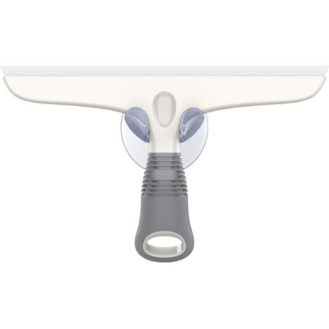 Silikon-Fensterabzieher mit Saugnapfhalterung, Duschabzieher 25 cm, professioneller Fensterabzieher für Autoscheibe, Fenster, Badezimmerabzieher mit ergonomischem Griff, Weiß & Grau (1/5)