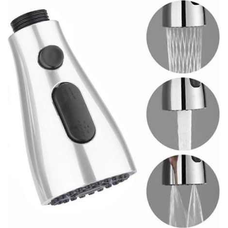 Pull-out spray head for kitchen tap, plated nozzle, ABS shower head, 3 modes, ZMZ tap aerator (1/2)