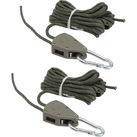 2-teiliges, verstellbares 4-m-Windseil für Campingzelte mit Umlenkrolle, Schnellmontage, Outdoor-Campingseil, Grün-Olivgrün (1/5)