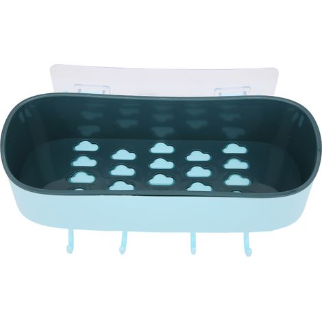 Wandmontiertes Badezimmerregal zur Aufbewahrung von Shampoo und Duschgel (Hellblau) – Bohren nicht erforderlich (1/5)